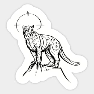 Mountain Lion - black line Sticker